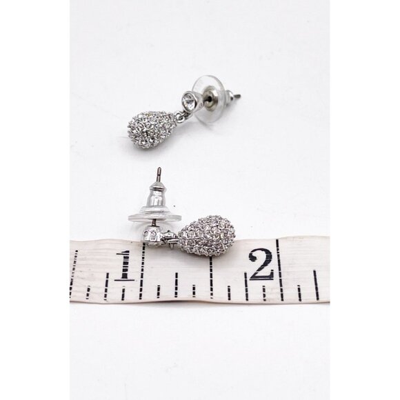 Swarovski Crystal Teardrop Earrings Rhodium Pavé Drop Dangle Stud Sparkle - Picture 5 of 5